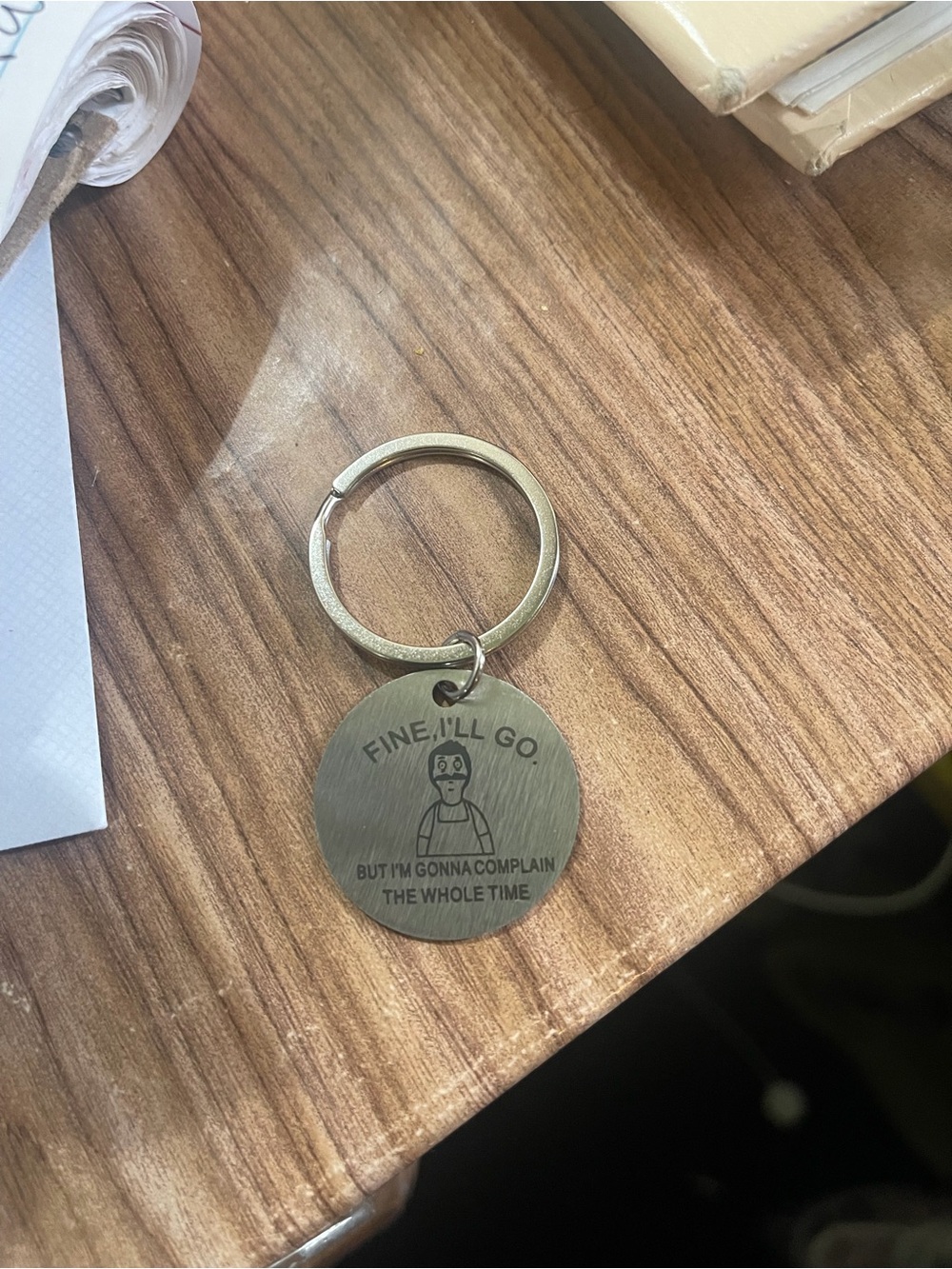Bobs burgers  'Fine, I'll Go' Silver Keychain - Novelty Home Accent